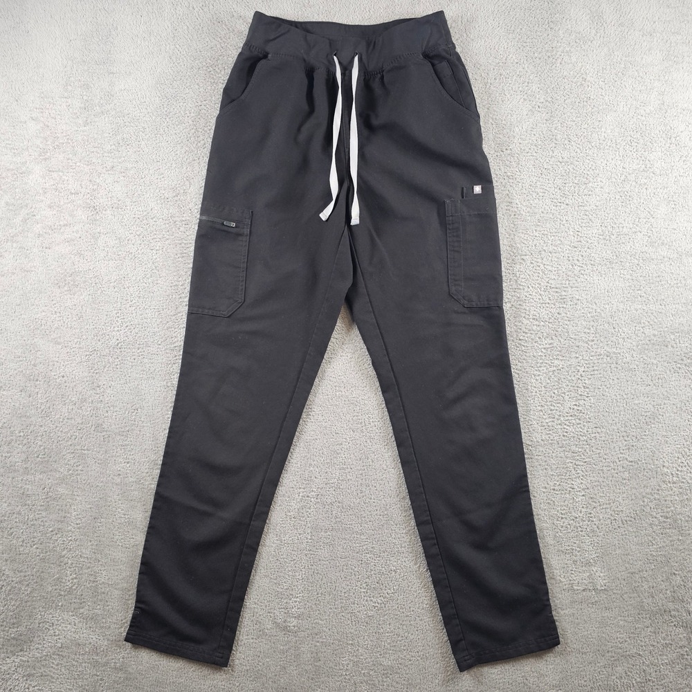 FIGS HW Yola High Waisted Cargo Scrub Pants Black Straight Leg MT Medium Tall